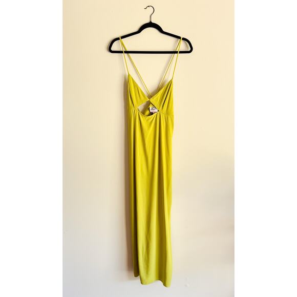 Future Collective Lime Green Spaghetti Strap Strappy Cut Out Maxi Dress 10 NWT - Picture 1 of 7